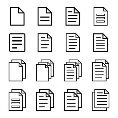 belge simgesi beyaz arkaplanda ayarlandı