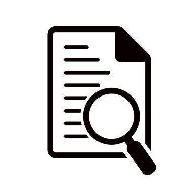 Büyüteçli belge. Kintroli simgesi ve belge araması