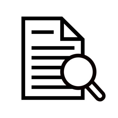 Büyüteçli belge. Kintroli simgesi ve belge araması