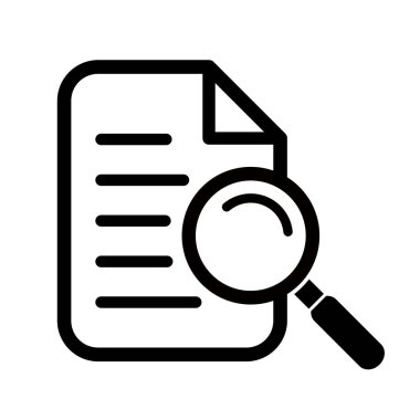 Büyüteçli belge. Kintroli simgesi ve belge araması