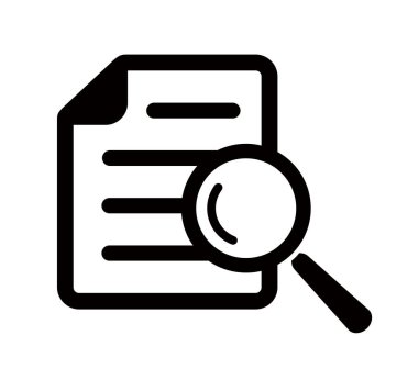 Büyüteçli belge. Kintroli simgesi ve belge araması