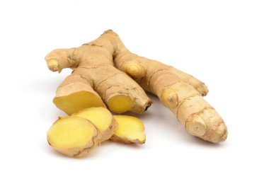 Beyaz bir arka plan üzerinde zencefil