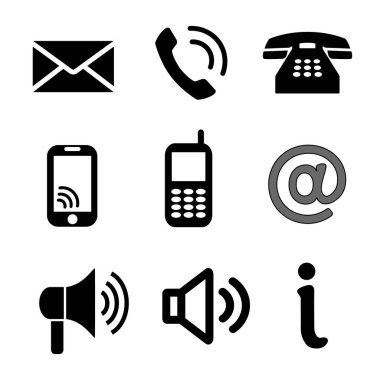 iletişim simgeleri beyaz arkaplan üzerinde