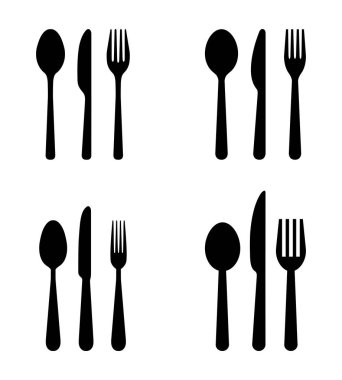 Çatal bıçak takımı simgesi beyaz üzerine izole edildi