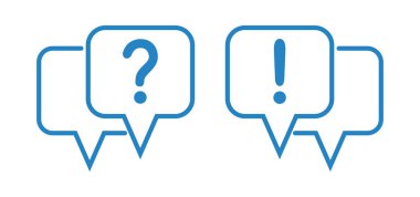 Ünlem işareti ve soru işareti olan sohbet simgesi