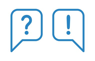 Ünlem işareti ve soru işareti olan sohbet simgesi