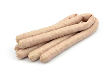 Beyaz arka planda beyaz sosis