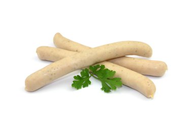 Beyaz arka planda beyaz sosis