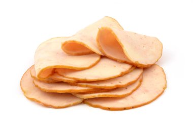 Beyaz arka planda tavuk jambonu