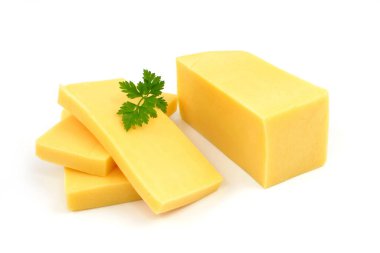 Beyaz arkaplanda peynir