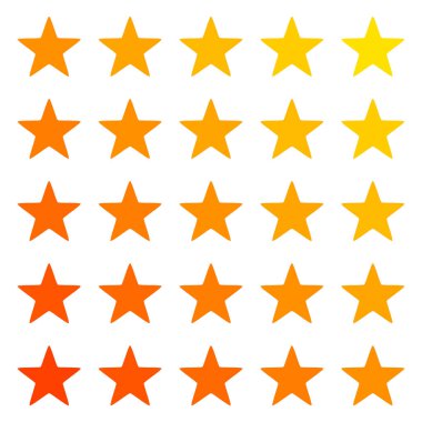 Beyaz arkaplanda yıldız simgeleri