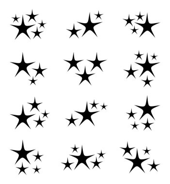 Beyaz arkaplanda yıldız simgeleri