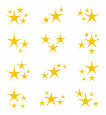 Beyaz arkaplanda yıldız simgeleri