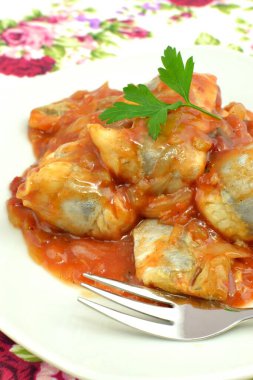 Domates soslu ringa balığı.