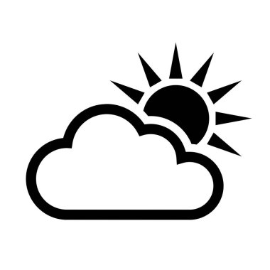 Beyaz arkaplanda bulut ve güneş simgesi