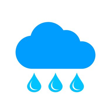 Beyaz arkaplanda yağmur bulutu simgesi