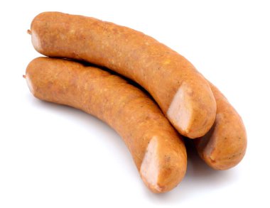 Beyaz arkaplanda sosis