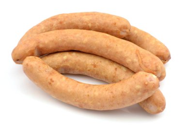 Beyaz arkaplanda sosis