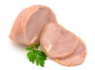 Beyaz arka planda jöleli domuz budu.