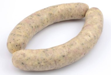 Beyaz arka planda beyaz sosis