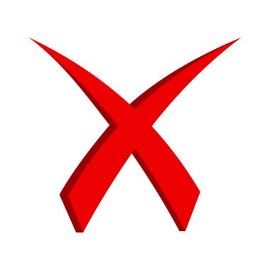 Beyaz arkaplanda çapraz simge