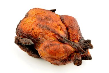 Beyaz arka planda kızarmış tavuk.