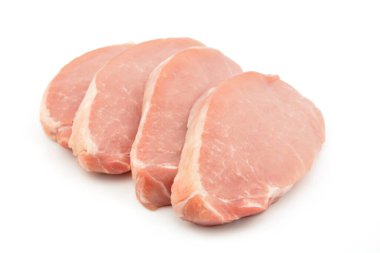 sliced pork loin on a white background