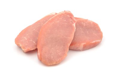 sliced pork loin on a white background