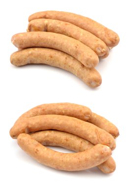 Beyaz arkaplanda sosis