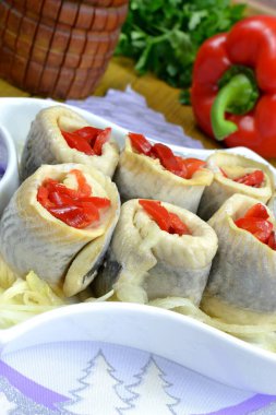 Herring rolls with paprika
