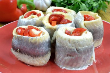 Herring rolls with paprika