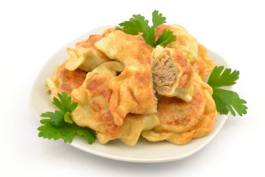 fried dumplings with cabbage and meat