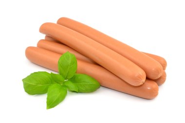 Beyaz arkaplanda sosisliler