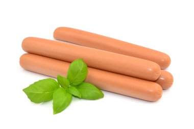 Beyaz arkaplanda sosisliler