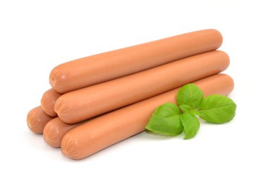 Beyaz arkaplanda sosisliler