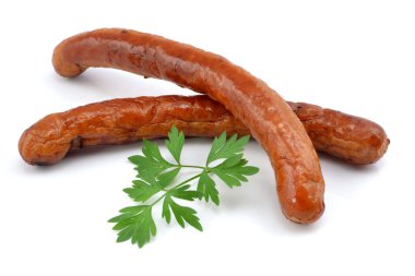 beyaz zemin üzerine Kızarmış sosis