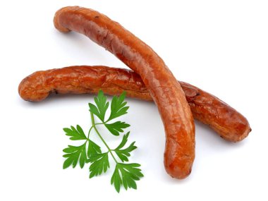 beyaz zemin üzerine Kızarmış sosis