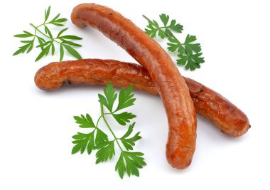 beyaz zemin üzerine Kızarmış sosis