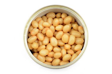 marinated white beans isolated on white background
