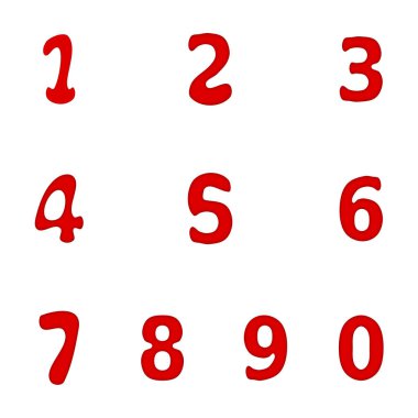 Beyaz bir arka plan üzerinde numaraları