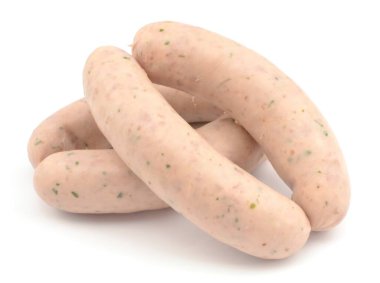 Beyaz arka planda beyaz sosis