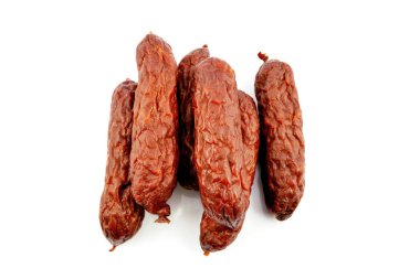 Beyaz arkaplanda sosis