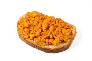 sandwich with fish paste on a white background