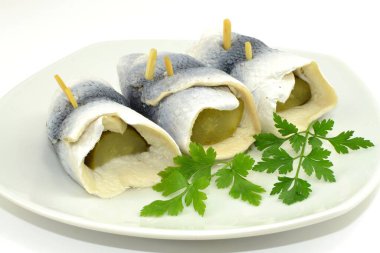 pickled herring with cucumber
