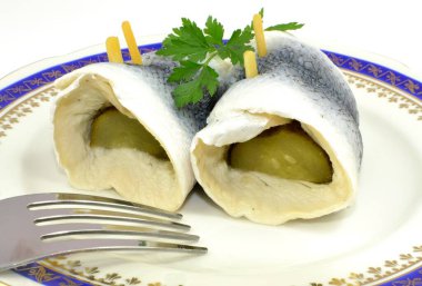 pickled herring with cucumber