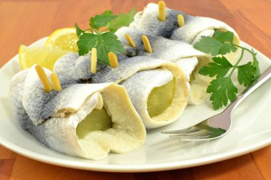 pickled herring with cucumber