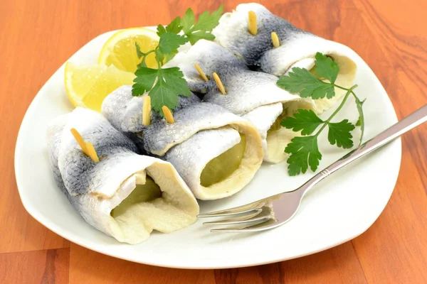 pickled herring with cucumber