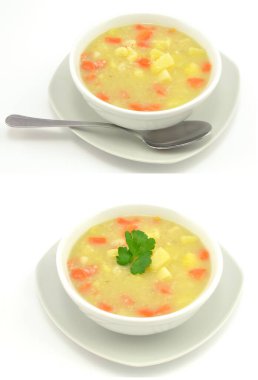 barley soup on a white background