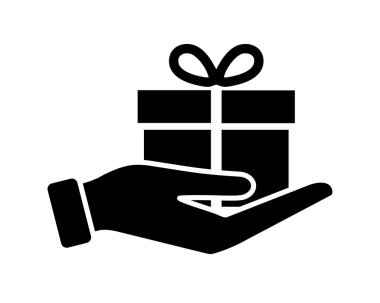 gift on the palm on a white background