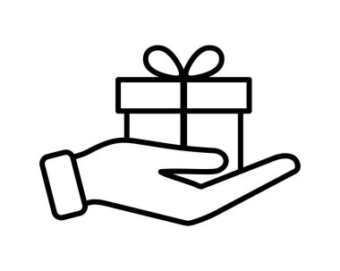 gift on the palm on a white background